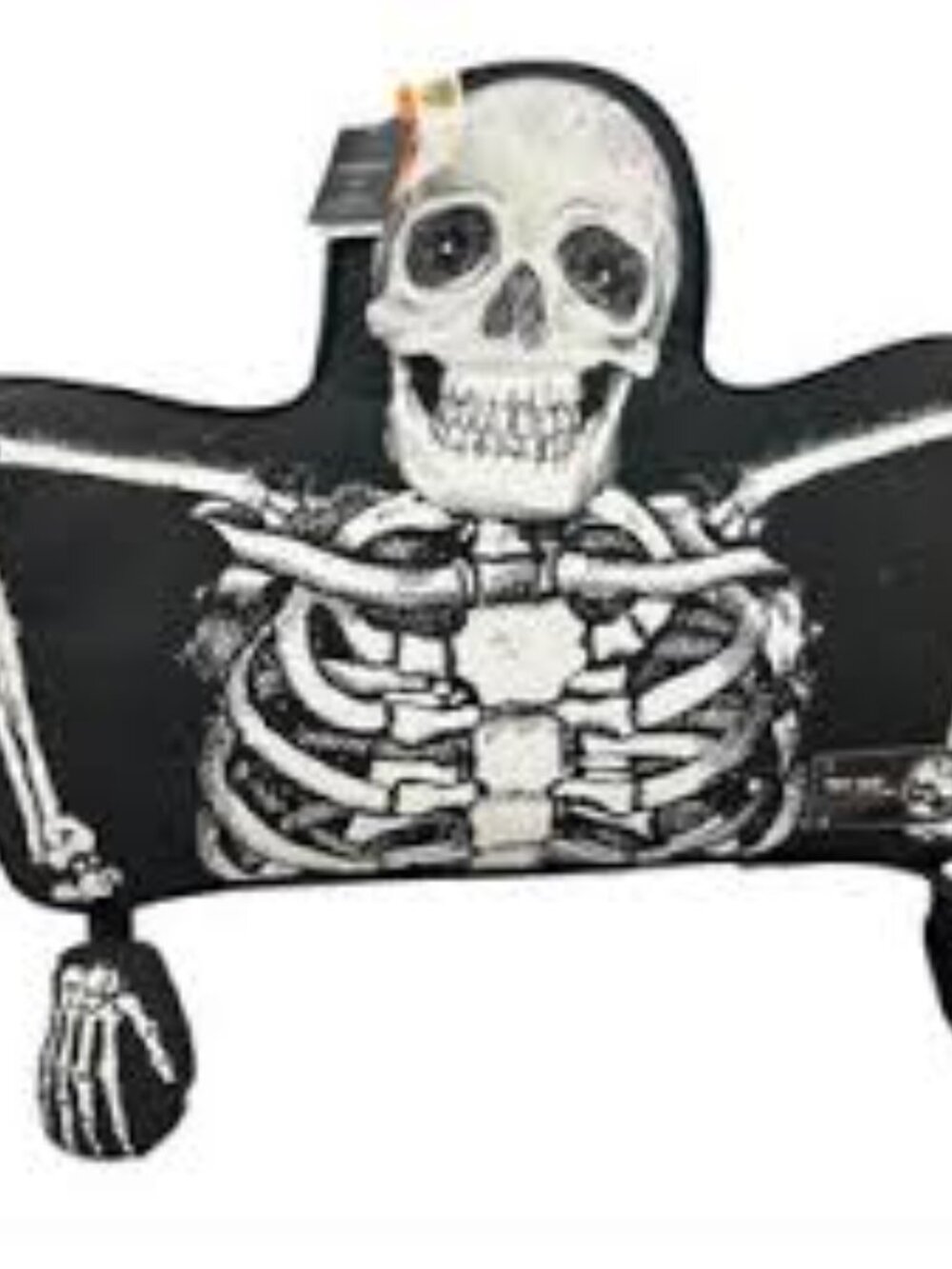 NWT Cynthia Rowley Black Light Up Decorative Skeleton Pillow